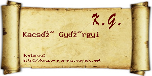Kacsó Györgyi névjegykártya